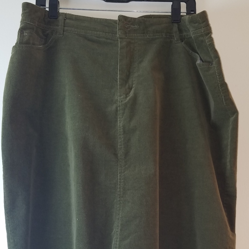 Corduroy Olive Green Skirt